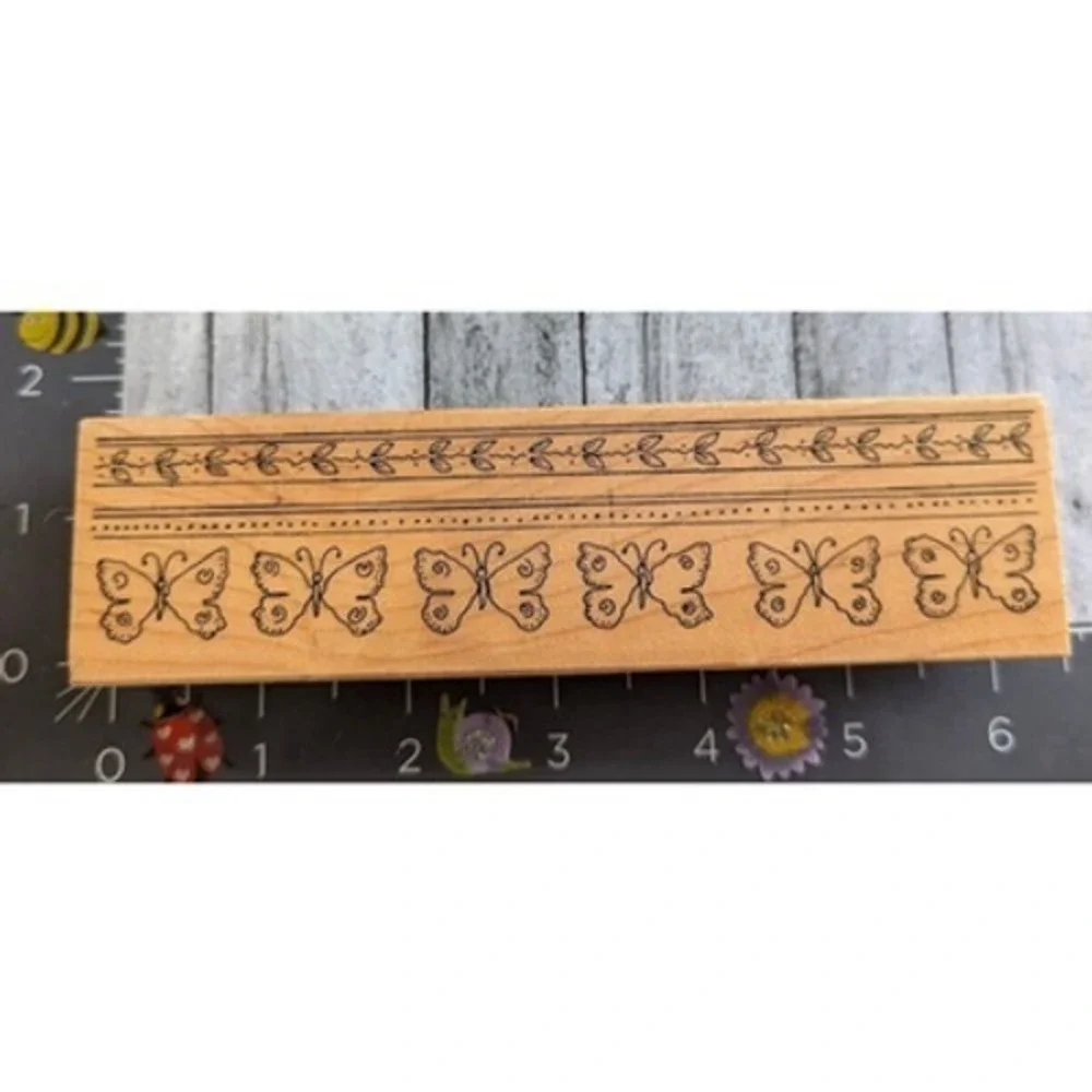 Great Impressions Leafy Ivy Butterflies Border H133 Rubber Stamp Wood #C2